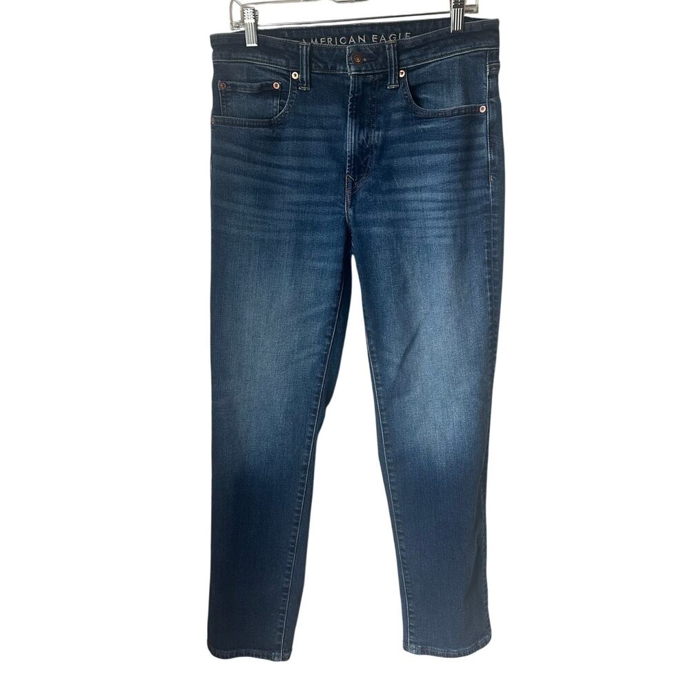 Men's AE Dark Wash Athletic Straight Jeans - 31x32